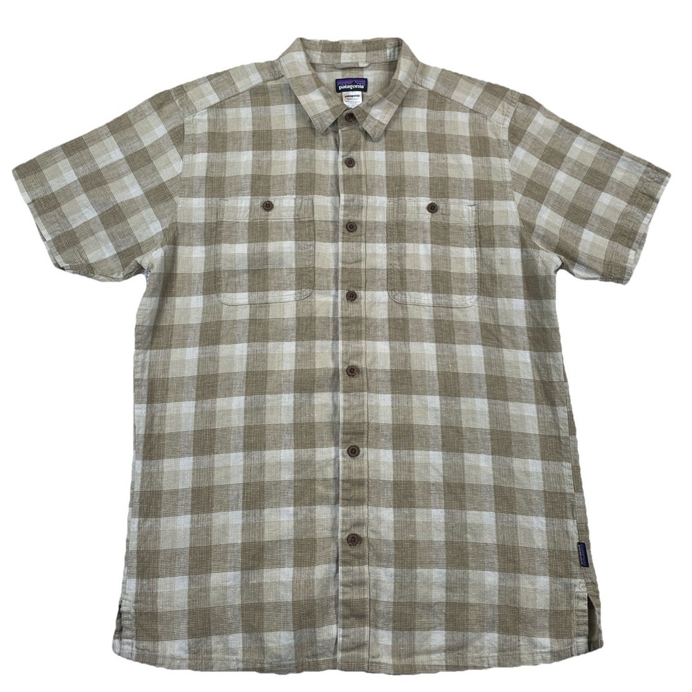 Patagonia Men's Medium Migration Hemp Shirt Button Up Short Sleeve Cotton Hemp